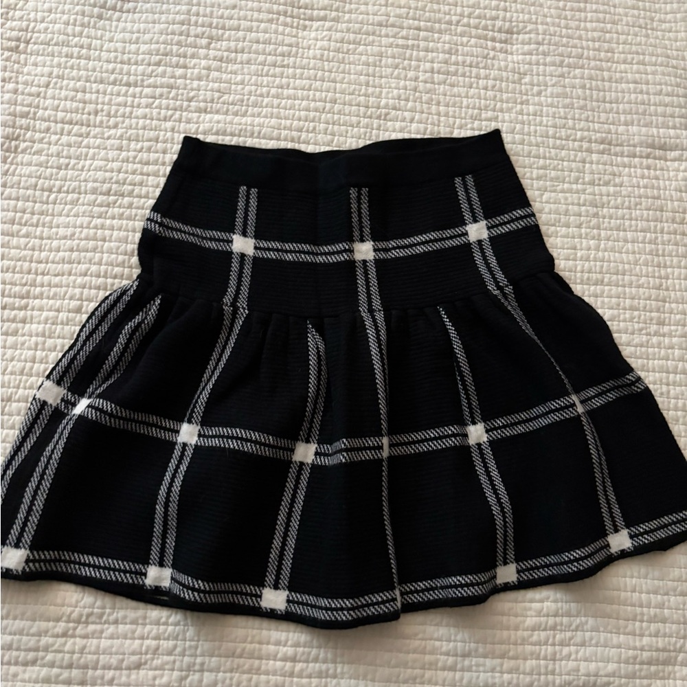 Plaid sweater mini skater skirt